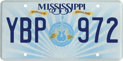 MS license plate YBP972