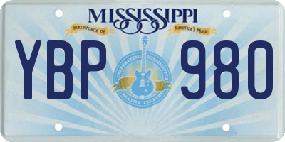 MS license plate YBP980