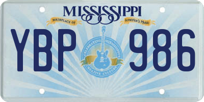 MS license plate YBP986
