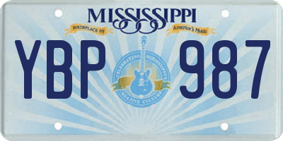 MS license plate YBP987