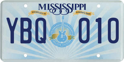 MS license plate YBQ010