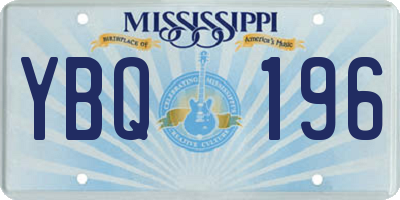 MS license plate YBQ196
