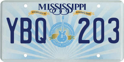 MS license plate YBQ203