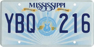 MS license plate YBQ216