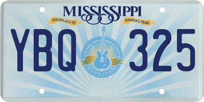 MS license plate YBQ325