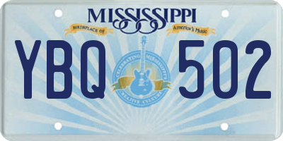 MS license plate YBQ502