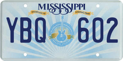 MS license plate YBQ602