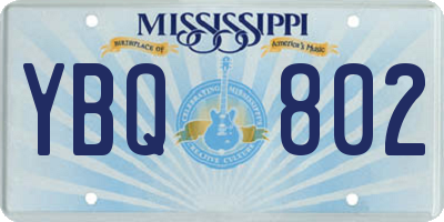 MS license plate YBQ802