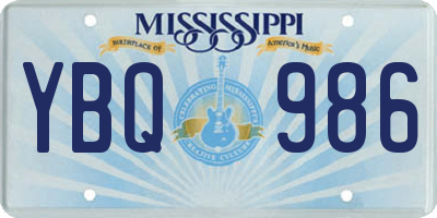 MS license plate YBQ986
