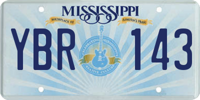 MS license plate YBR143