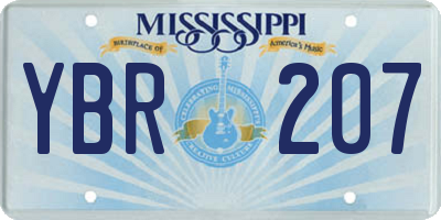 MS license plate YBR207