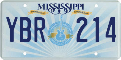 MS license plate YBR214