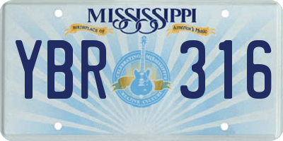 MS license plate YBR316