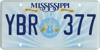 MS license plate YBR377