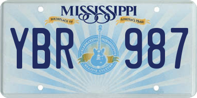 MS license plate YBR987