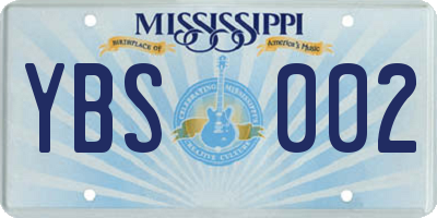 MS license plate YBS002