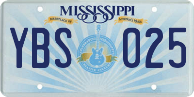 MS license plate YBS025
