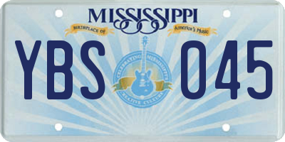 MS license plate YBS045