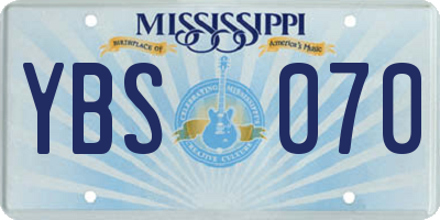 MS license plate YBS070