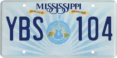 MS license plate YBS104