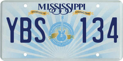 MS license plate YBS134