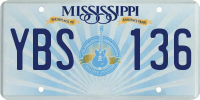 MS license plate YBS136