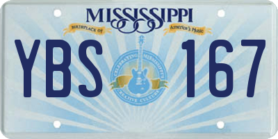 MS license plate YBS167