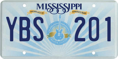 MS license plate YBS201