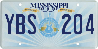 MS license plate YBS204