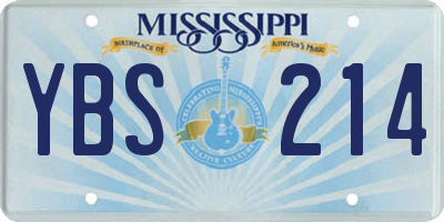 MS license plate YBS214