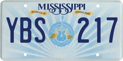 MS license plate YBS217