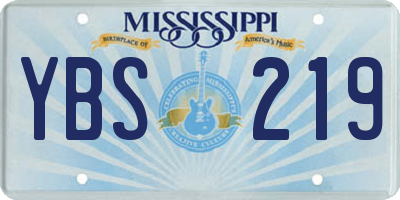 MS license plate YBS219