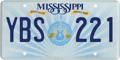 MS license plate YBS221