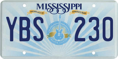 MS license plate YBS230