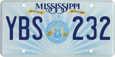 MS license plate YBS232