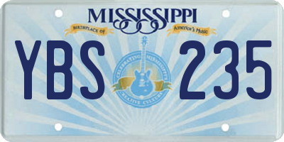 MS license plate YBS235
