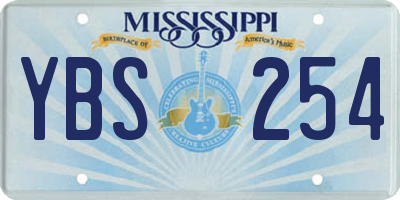 MS license plate YBS254