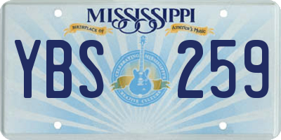 MS license plate YBS259