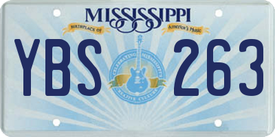 MS license plate YBS263