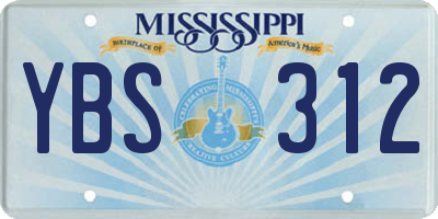 MS license plate YBS312