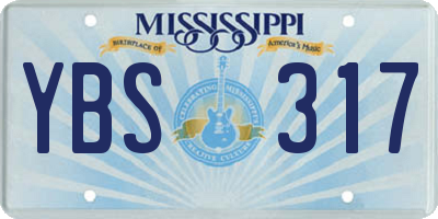 MS license plate YBS317