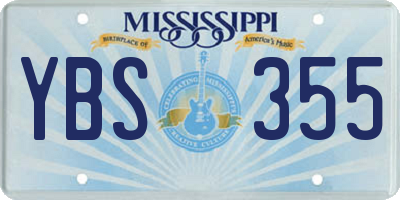 MS license plate YBS355
