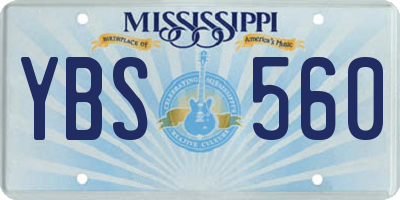 MS license plate YBS560