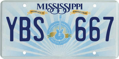 MS license plate YBS667