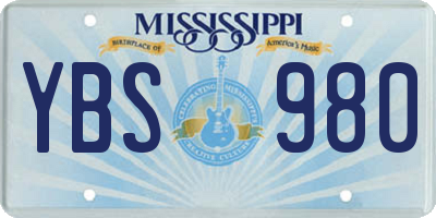 MS license plate YBS980