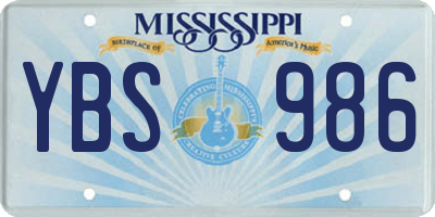 MS license plate YBS986