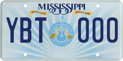 MS license plate YBT000