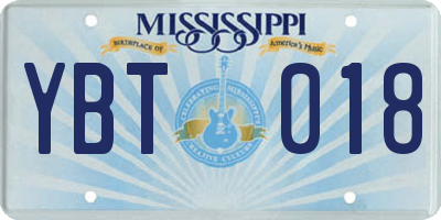MS license plate YBT018