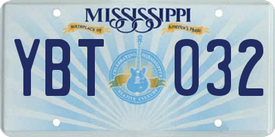MS license plate YBT032