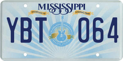 MS license plate YBT064